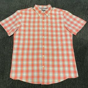 Men's Plaid Short Sleeve Shirt - Pink and White